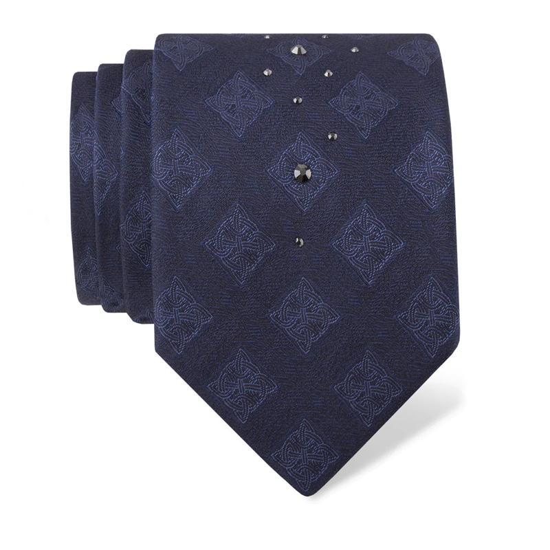 Cravat CROATA Kristal Thematic  Braiding Blue  Silk 100%, High quality chrystals  