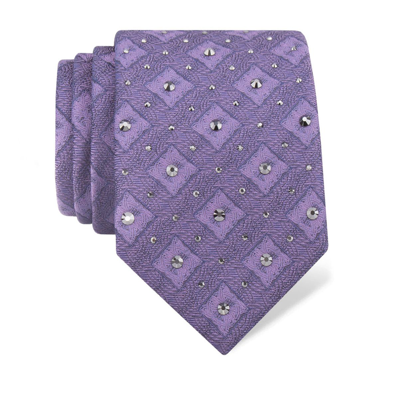 Cravat CROATA Kristal Thematic  Braiding Purple  Silk 100%, High quality chrystals  