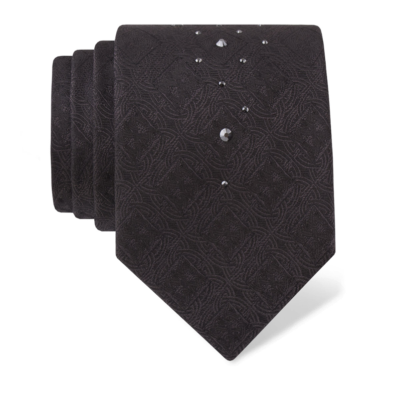 Cravat CROATA Kristal Thematic  Braiding Black  Silk 100%, High quality chrystals  