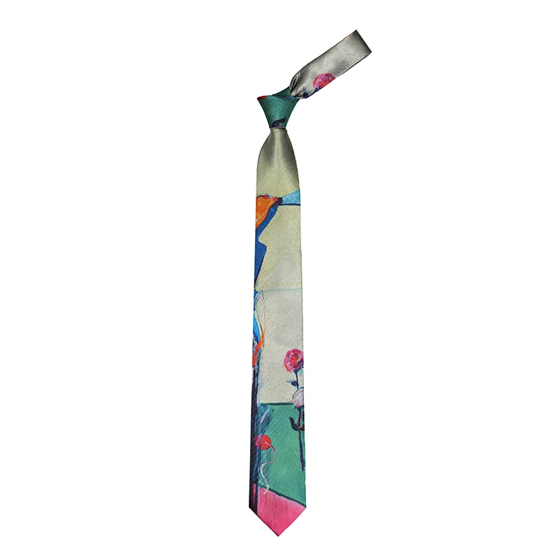 Cravat CROATA Art Thematic  Prica Light green  Silk 100%  