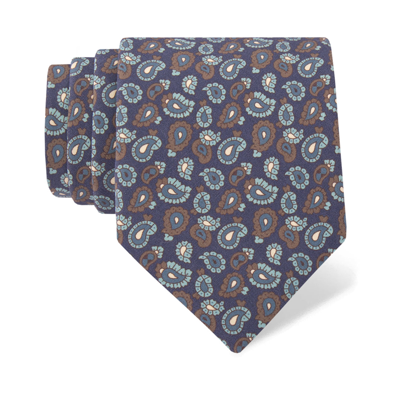 Cravat CROATA Classic Regular Paisley Blue  Silk 100%  