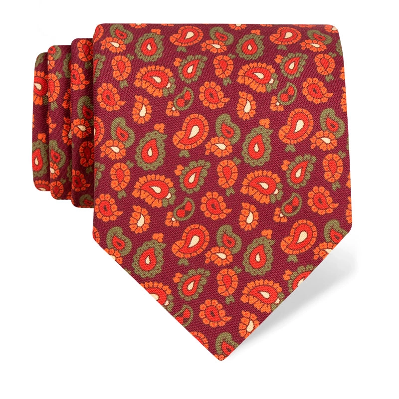Cravat CROATA Classic Regular Paisley Red  Silk 100%  