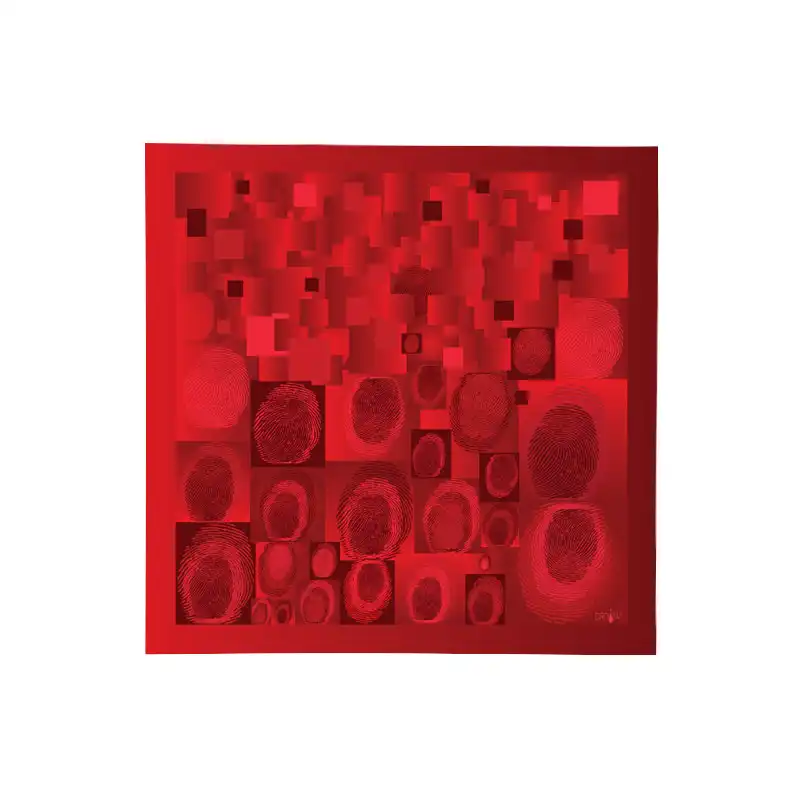 Scarf CROATA Thematic  Fingerprints by Ivan Vučetić Red  Silk 100%  