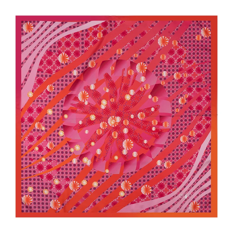 Scarf CROATA Classic  Flora and Fauna Pink  Silk 100%  
