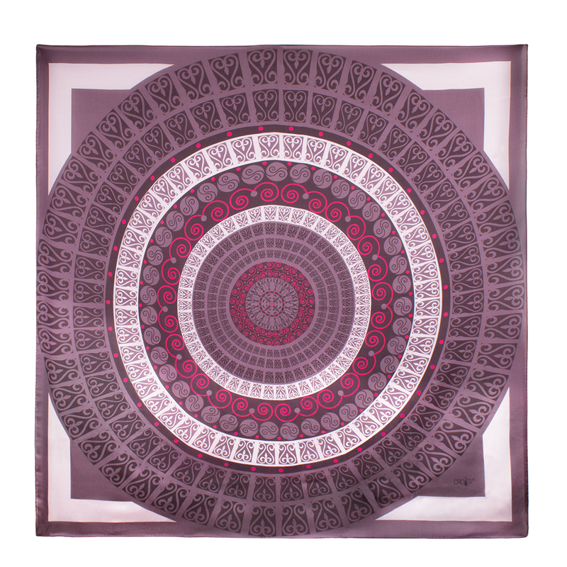 Scarf CROATA Brijuni Thematic  Secession Lilac  Silk 100%  