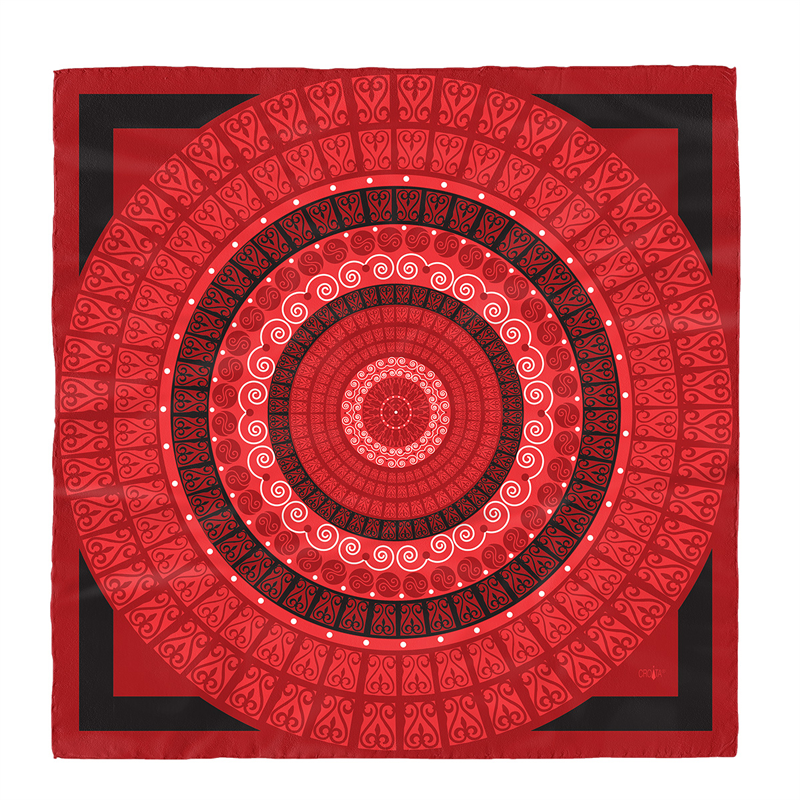 Scarf CROATA Brijuni Thematic  Secession Red  Silk 100%  