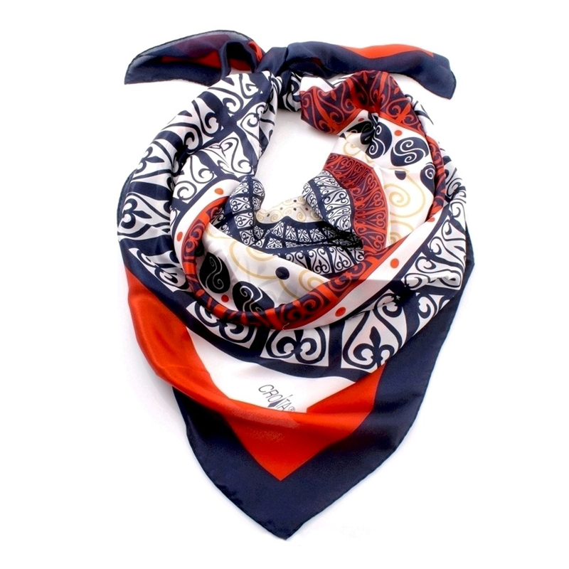 Scarf CROATA Brijuni Thematic  Secession Dark blue  Silk 100%  