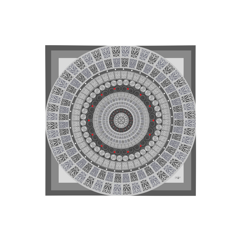 Scarf CROATA Brijuni Thematic Limited edition Secession Grey  Silk 100%  