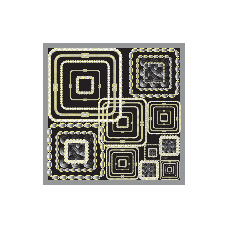 Scarf CROATA Brijuni Thematic Limited edition Braiding Black  Silk 100%  