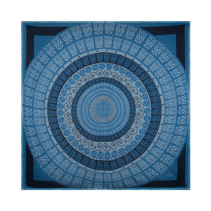 Scarf CROATA Brijuni Thematic  Secession Dark blue  Silk 100%  