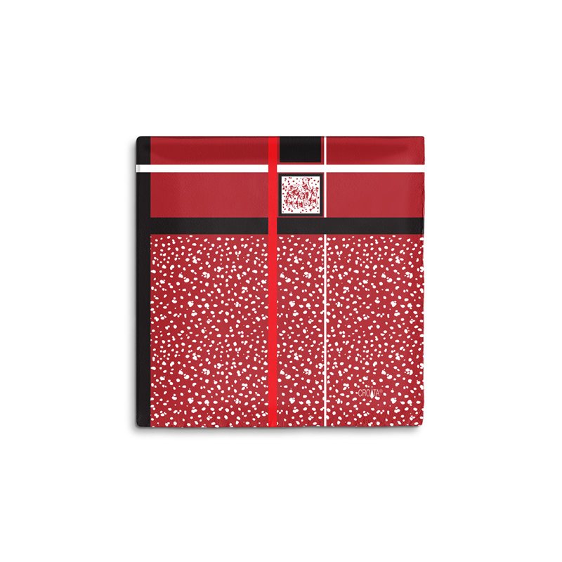 Scarf CROATA Brijuni Thematic  Dalmatian dog Red  Silk 100%  