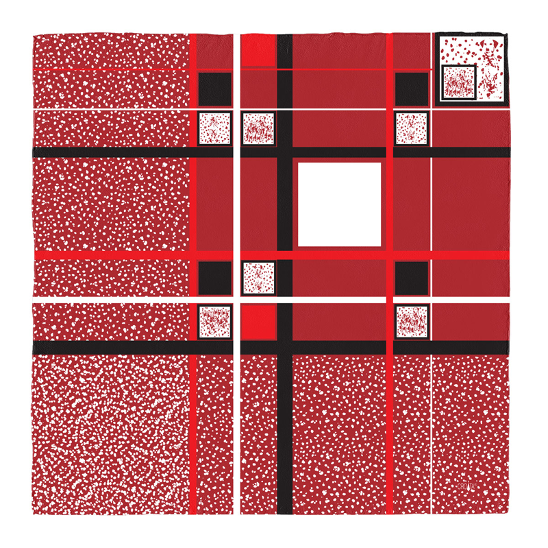 Scarf CROATA Brijuni Thematic  Dalmatian dog Red  Silk 100%  