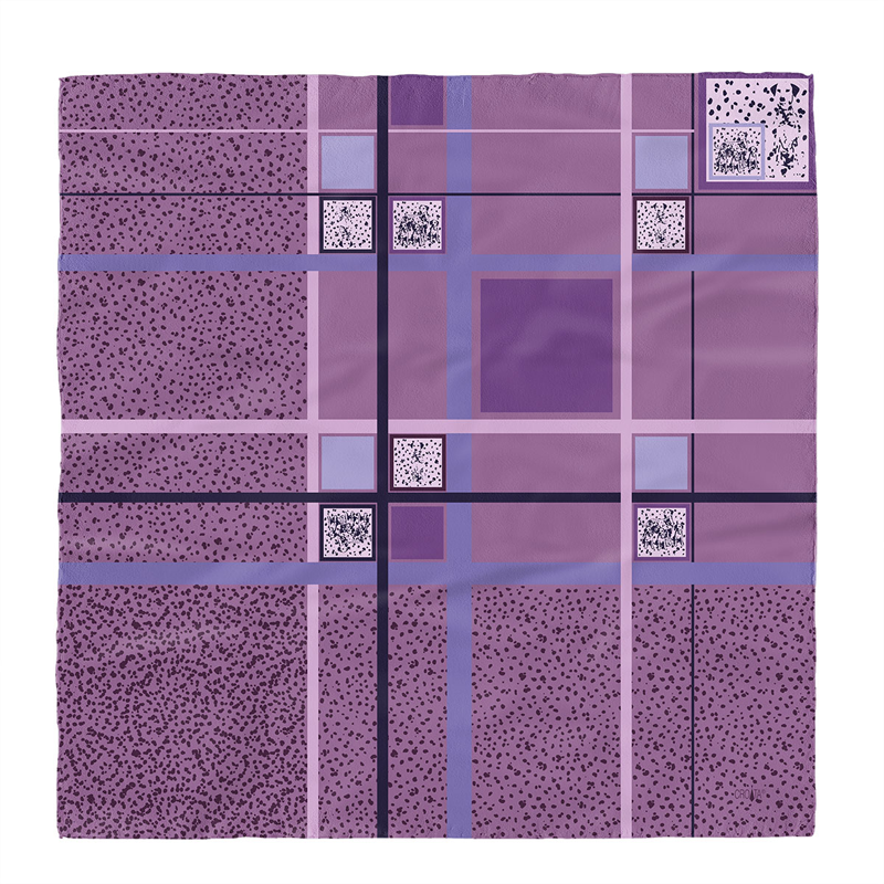 Scarf CROATA Brijuni Thematic Limited edition Dalmatian dog Lilac  Silk 100%  