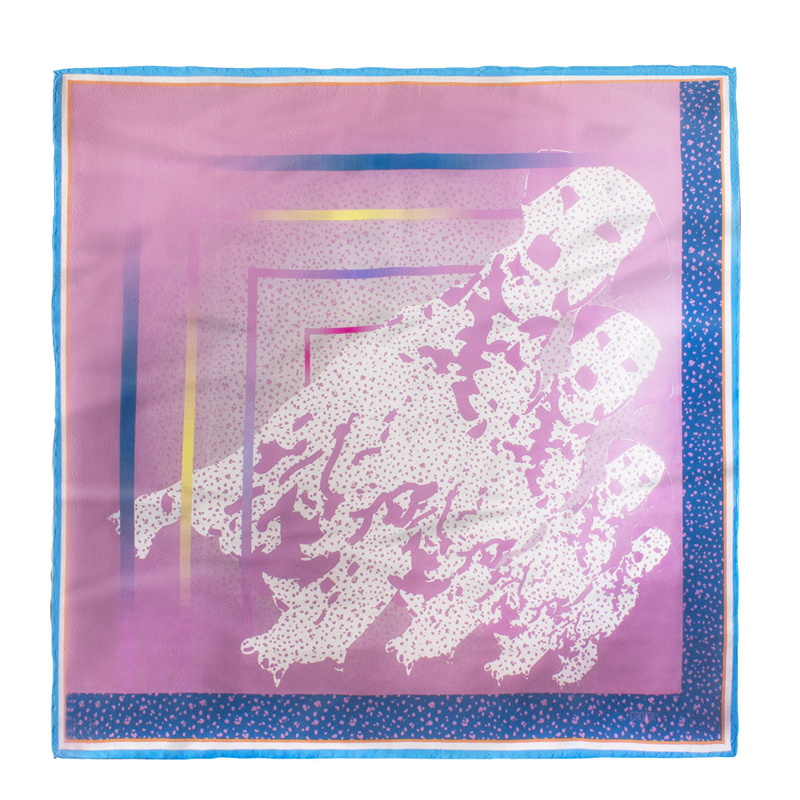 Scarf CROATA Brijuni Thematic Limited edition Dalmatian dog Lilac  Silk 100%  