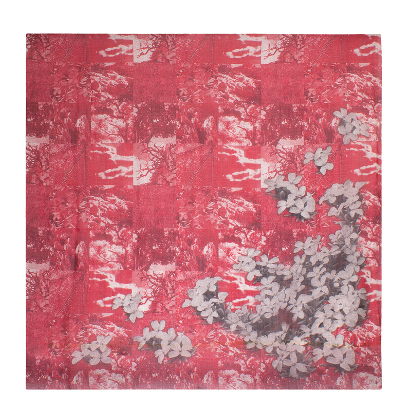 Scarf CROATA Dubrovnik Thematic Scarf, thematic Velebit mountain Red  Wool 48%, Silk 35%, Cashmere 17%  