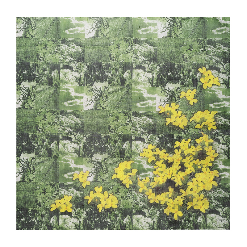 Scarf CROATA Dubrovnik Thematic Scarf, thematic Velebit mountain Green  Wool 48%, Silk 35%, Cashmere 17%  