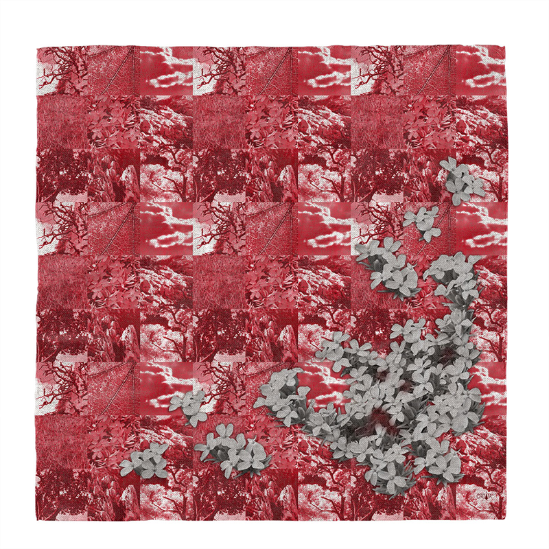 Scarf CROATA Dubrovnik Thematic  Velebit mountain Red  Wool 48%, Silk 35%, Cashmere 17%  