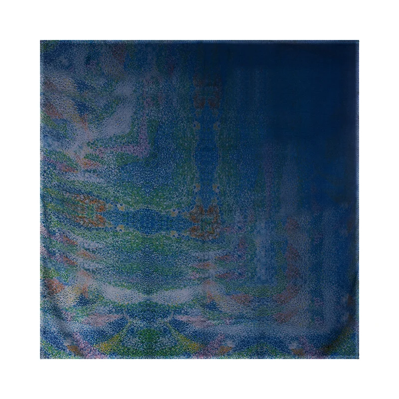 Scarf CROATA Art Brijuni Thematic   Blue  Silk 100%  