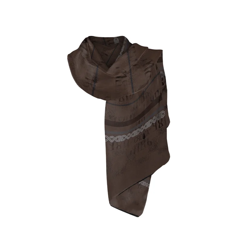Shawl CROATA CROATA Thematic  Braiding and glagolitic alphabet Brown  Silk 100%  