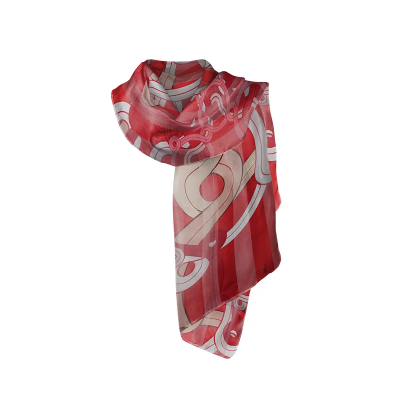 Shawl CROATA Thematic  Braiding Red  Silk 100%  