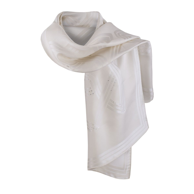 Shawl CROATA Kristal Thematic Shawl, thematic Braiding Cream  Silk 100%, High quality chrystals  