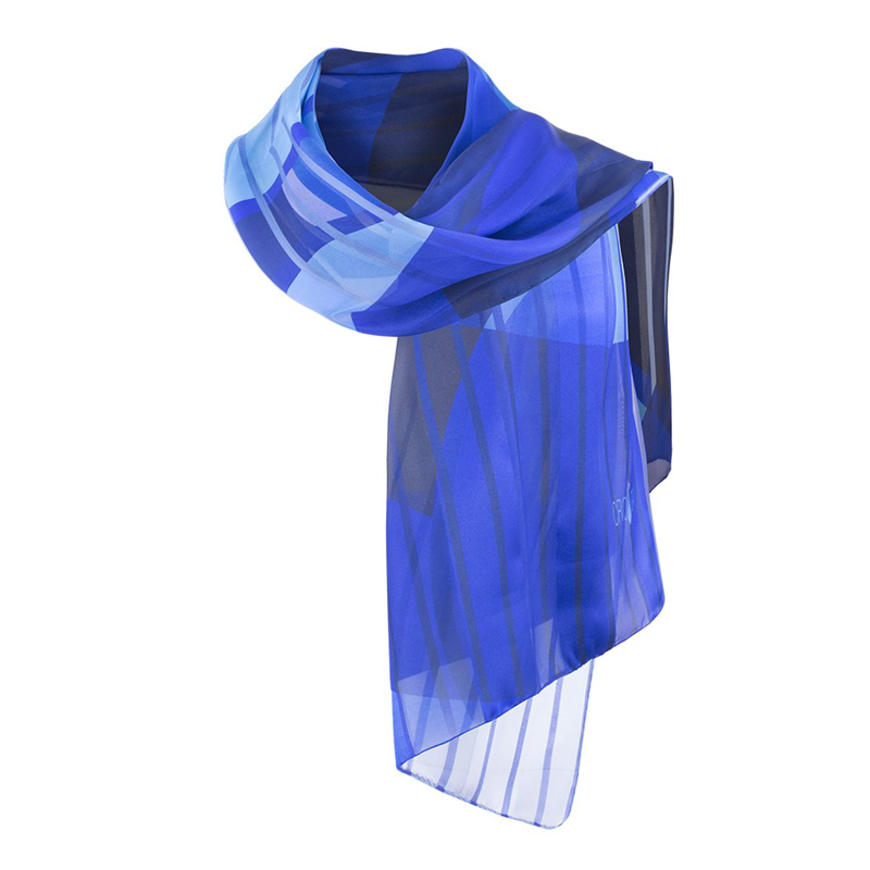 Shawl CROATA Classic Shawl, classic Ovals Blue  Silk 100%  