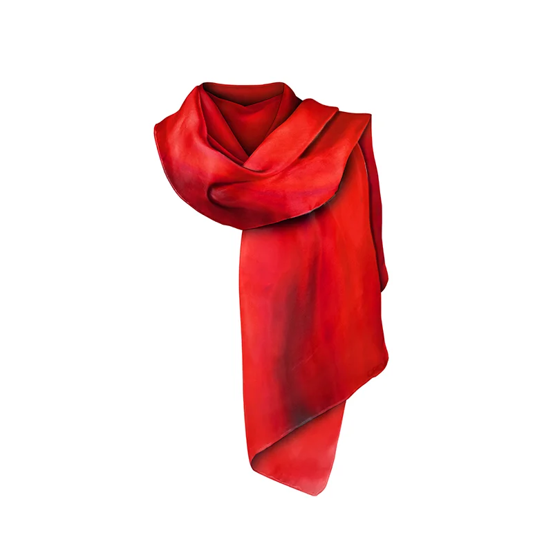 Shawl CROATA Classic  Solid Red  Silk 100%  