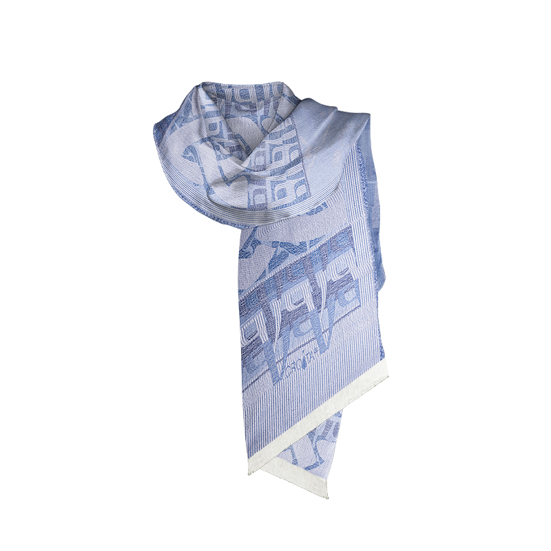 Shawl CROATA Thematic Shawl Braiding and glagolitic alphabet Light blue  Silk 100%  