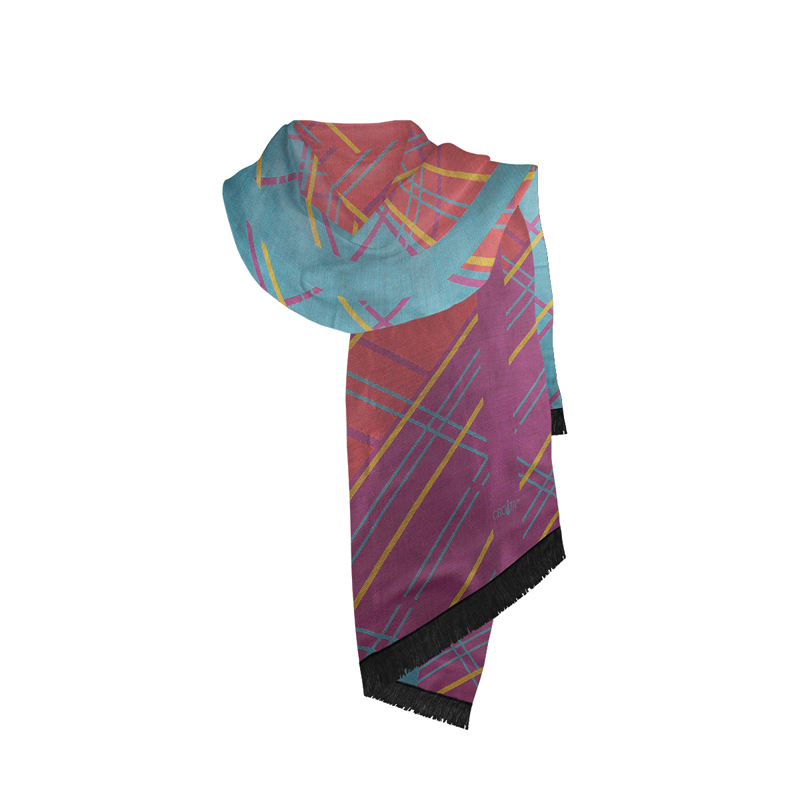Shawl CROATA Classic Shawl, classic Checked Magenta  Silk 100%  