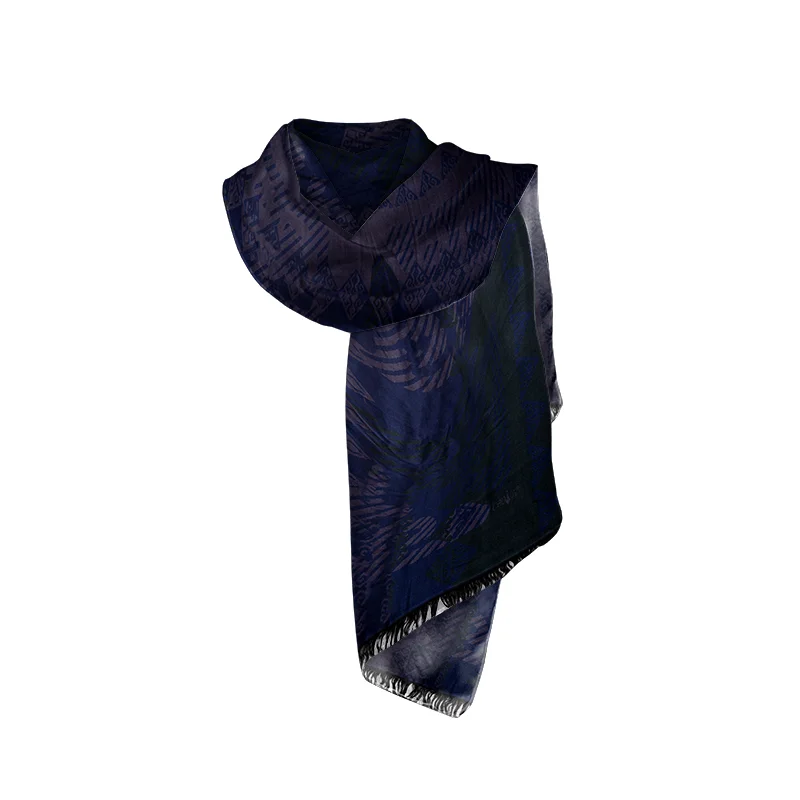 Shawl CROATA Thematic  Folk embroidery Purple  Silk 100%  