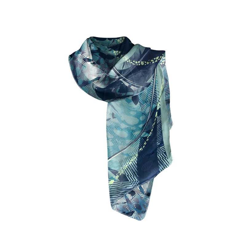 Shawl CROATA Brijuni Thematic  Dalmatian dog Petroleum  Silk 100%  