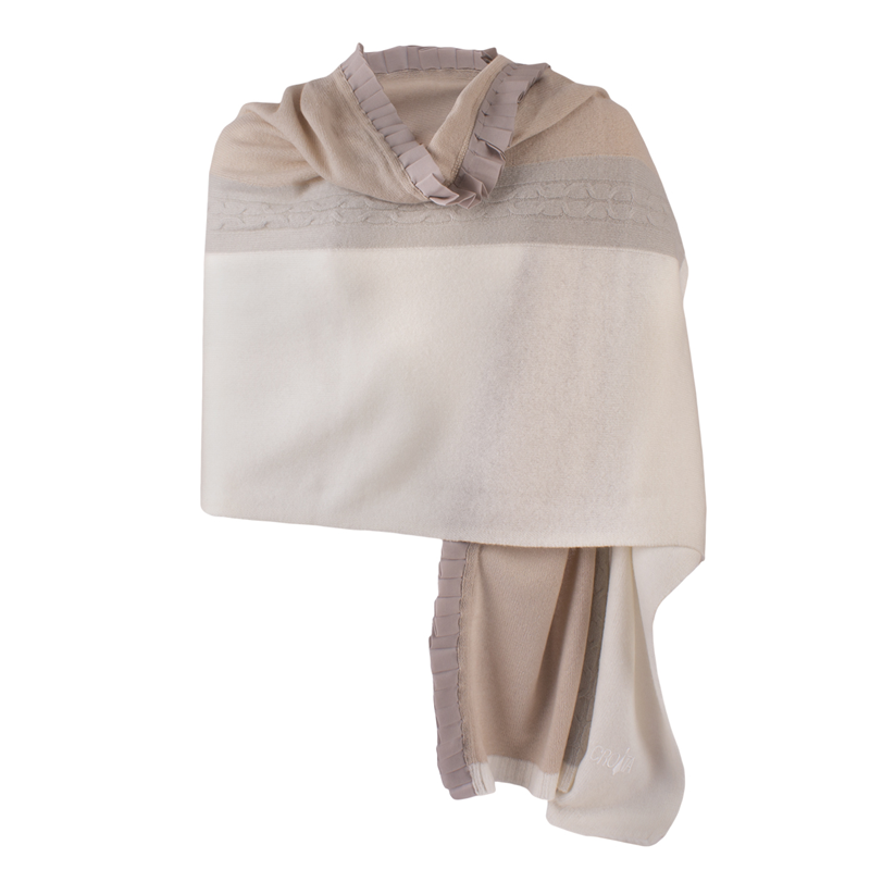 Shawl CROATA Dubrovnik Thematic Limited edition Braiding White  Cashmere 100%  