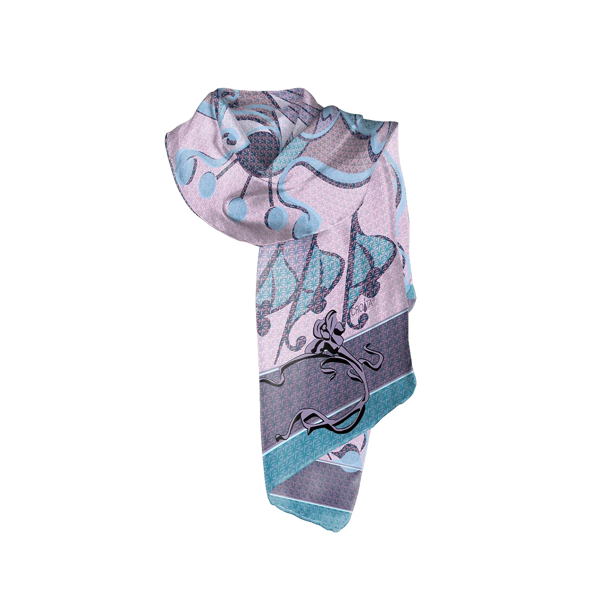 Shawl CROATA Dubrovnik Thematic Shawl, thematic Secession Lilac  modal 85%, cashmere 15%  