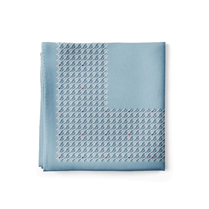 Pocket square CROATA Thematic Thematic Glagolitic alphabet Blue  Silk 100%  