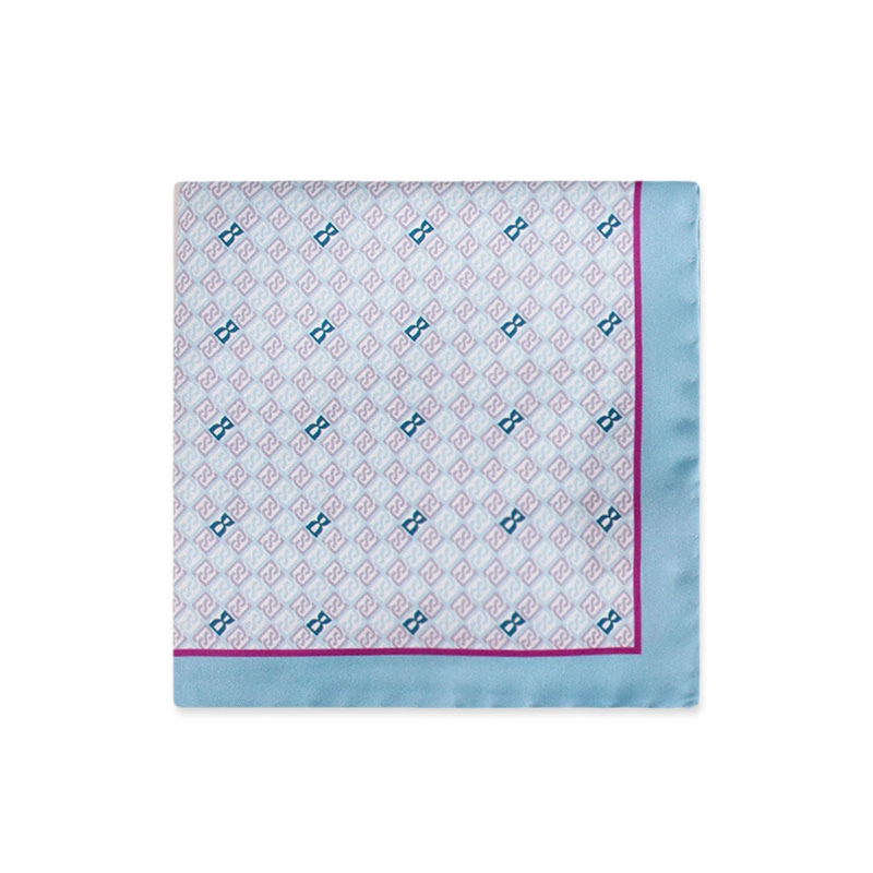 Pocket square CROATA Thematic Thematic Glagolitic alphabet Light blue  Silk 100%  