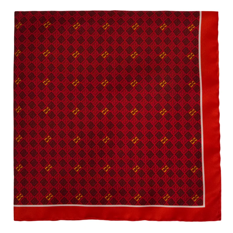 Pocket square CROATA CROATA Thematic  Braiding and glagolitic alphabet Wine red  Silk 100%  