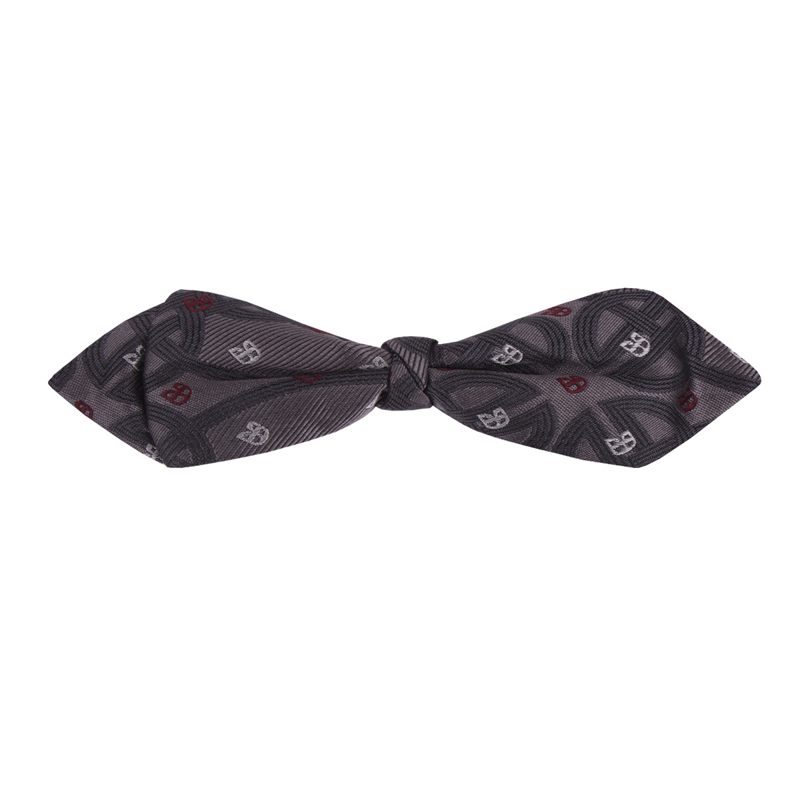 Bow tie CROATA Clasicum Thematic Pre-tied bow tie Braiding and glagolitic alphabet Grey  Silk 100%  