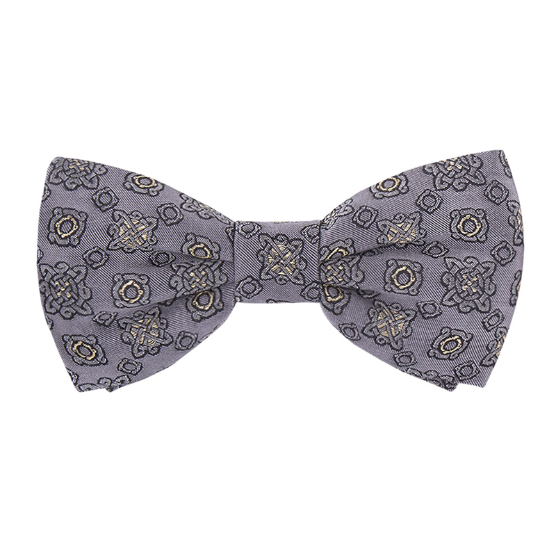 Bow tie CROATA AuHRum Thematic  Braiding Light grey  Silk 80%, Golden laminated silk thread 20%  