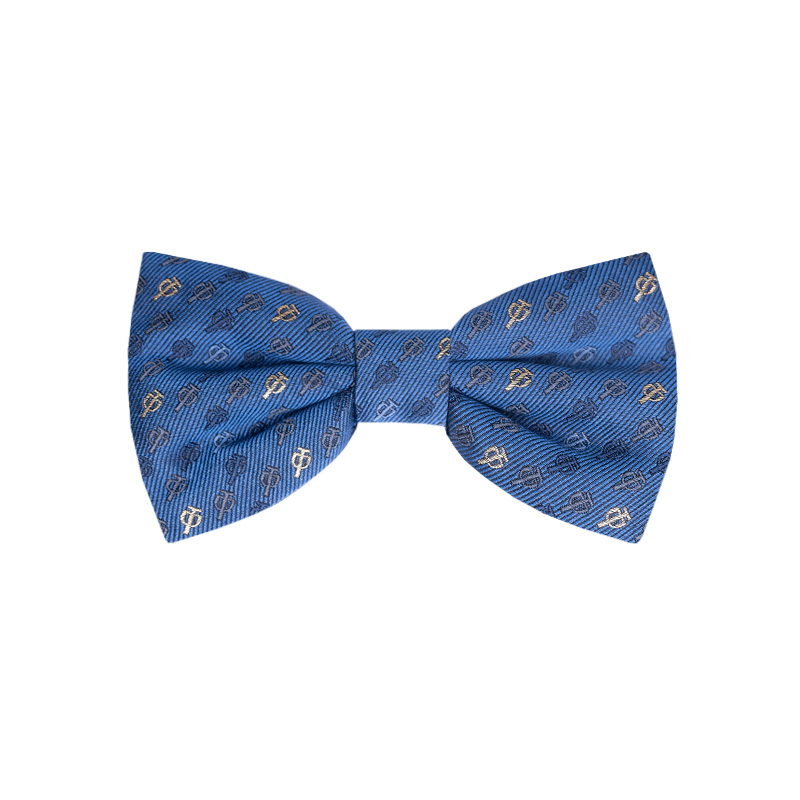Bow tie CROATA AuHRum Thematic  Glagolitic alphabet Blue  Silk 89%, Metalized silk thread (gold) limited 11%  