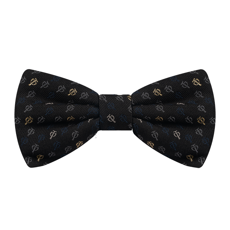 Bow tie CROATA AuHRum Thematic  Glagolitic alphabet Black  Silk 89%, Metalized silk thread (gold) limited 11%  