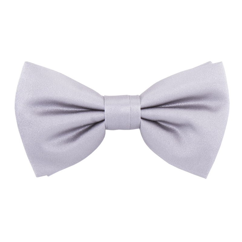 Bow tie CROATA Classic Pre-tied bow tie Solid Light grey  Silk 100%  