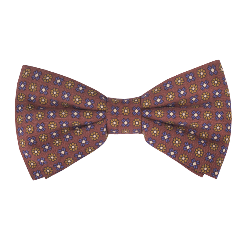Bow tie CROATA Classic Pre-tied bow tie Flora and Fauna Brown  Silk 100%  