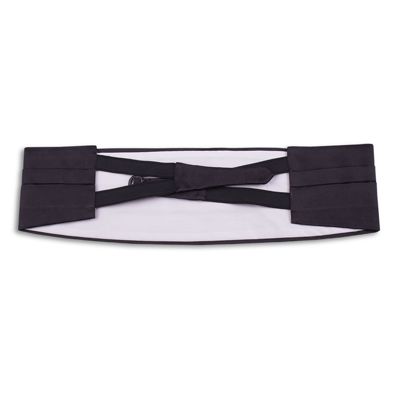 Bow tie + Cummerbund  set CROATA Classic Set of 2 products Solid Black  Silk 100%  