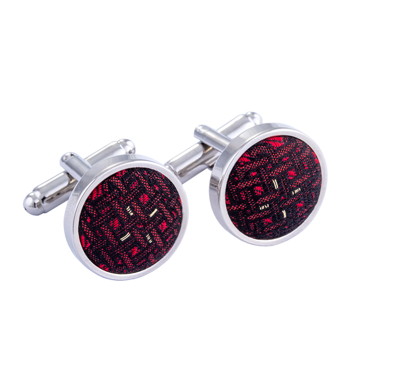 Cufflinks CROATA auHRum Thematic Thematic Braiding Red  Silk 87%,Metalized silk thread(gold)13%  