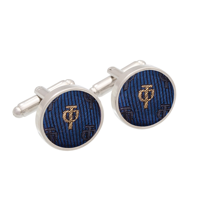 Cufflinks CROATA AuHRum Thematic Thematic Glagolitic alphabet Blue  Silk 89%, Metalized silk thread (gold) limited 11%  