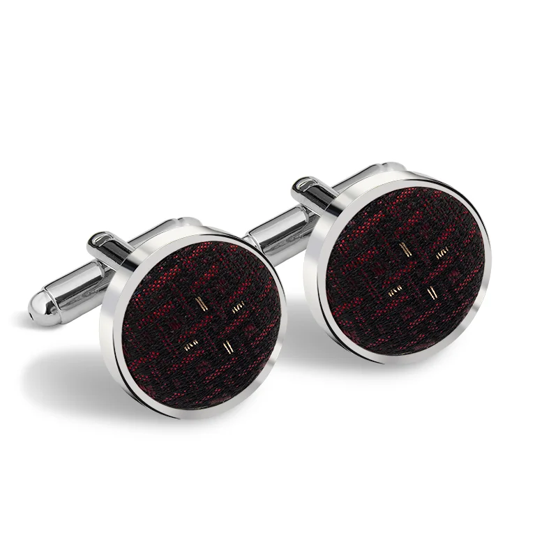Cufflinks AuHRum Thematic  Braiding Wine red  Silk 87%,Metalized silk thread(gold)13%  