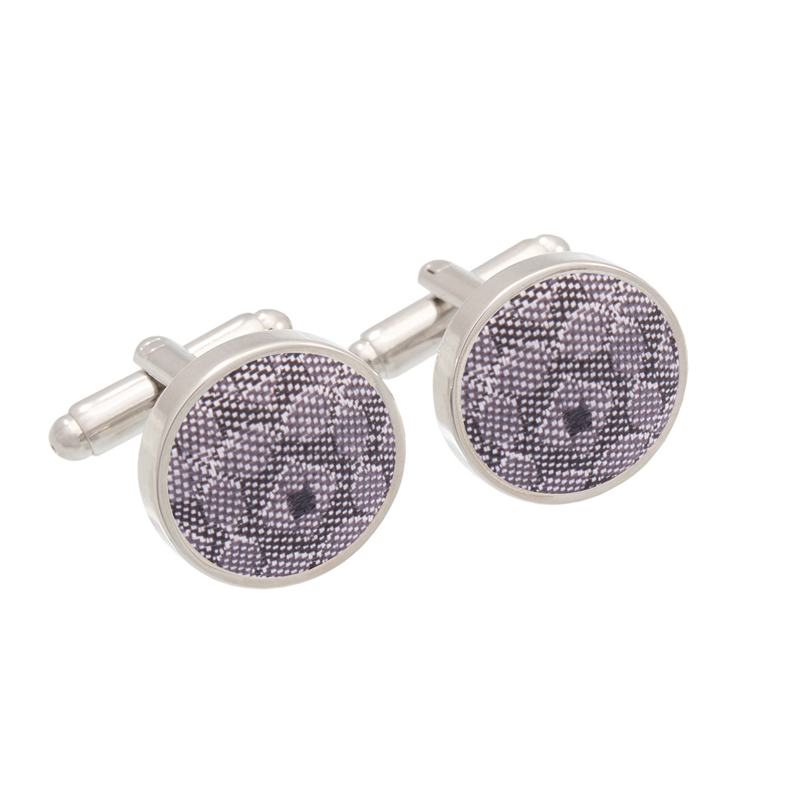 Cufflinks CROATA Classic  Squares Grey  Silk 95%, Metalized fiber (gold)5%  