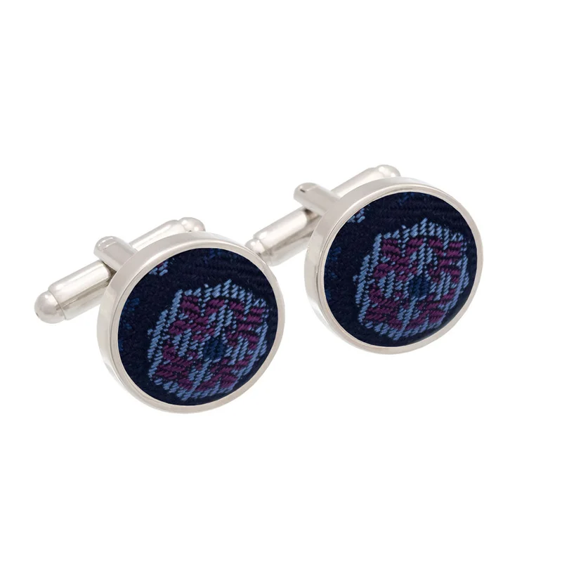 Cufflinks CROATA Thematic  Folk embroidery Dark blue  Silk 100%  