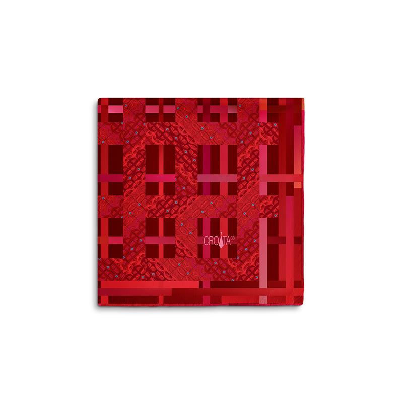 Small scarf CROATA Thematic Scarf, thematic Glagolitic alphabet Red  Silk 100%  