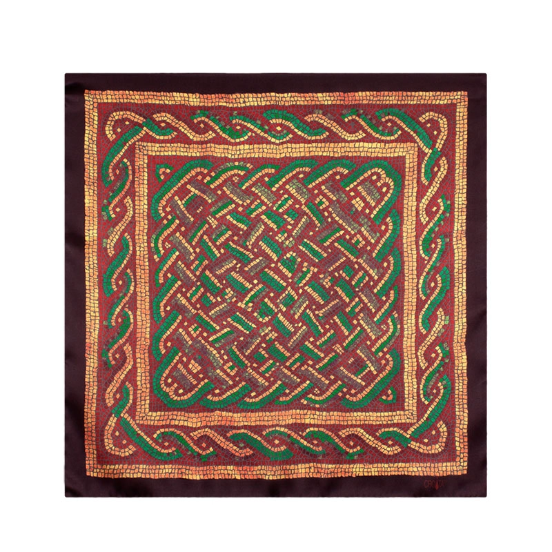 Small scarf CROATA Thematic Scarf, thematic Euphrasiana Brown  Silk 100%  